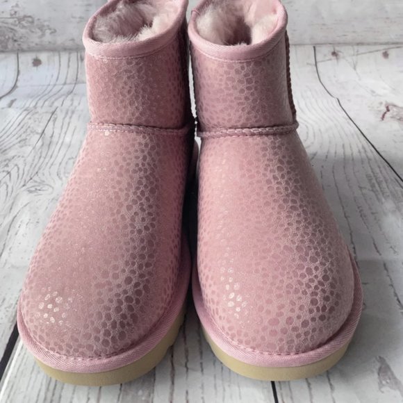 UGG Classic Mini Sparkles Spots Pink Boots Women Size 7 - Picture 4 of 5